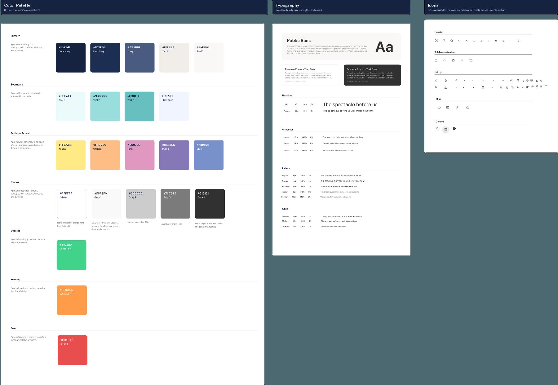 Font, color and icon libraries