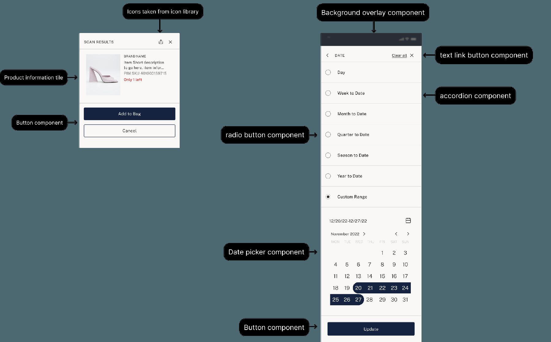 Scan results and date filter components
